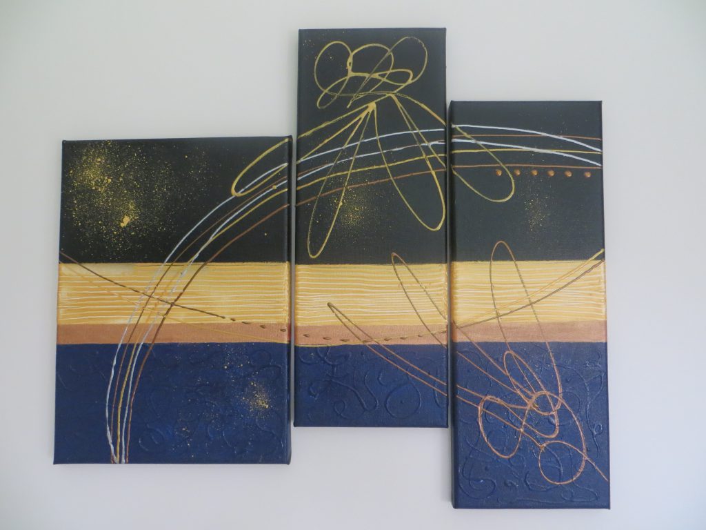 tableau triptyque abstrait